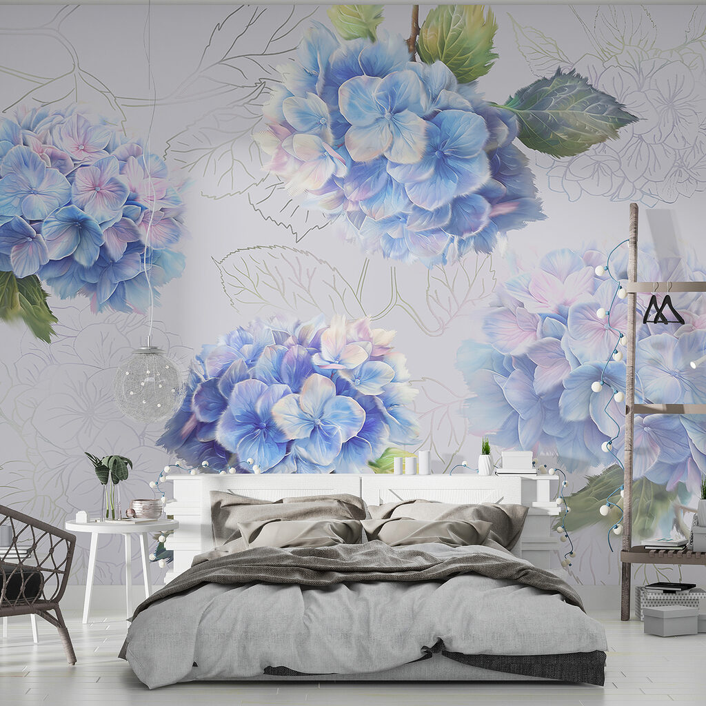 Hortensias con hojas dibujadas — interior 1