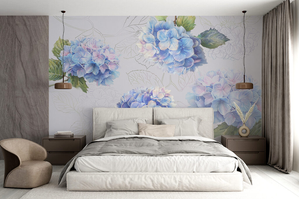 Hortensias con hojas dibujadas — interior 2