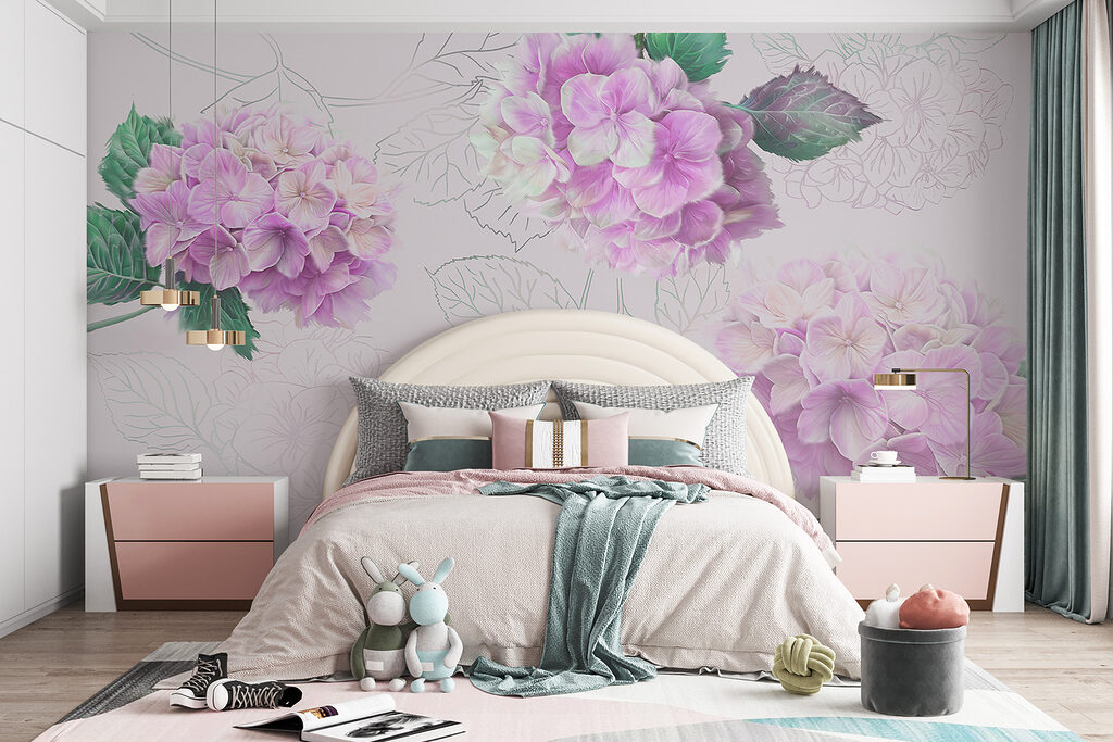 Hortensias con hojas dibujadas — interior 1