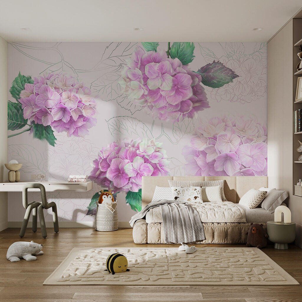Hortensias con hojas dibujadas — interior 2