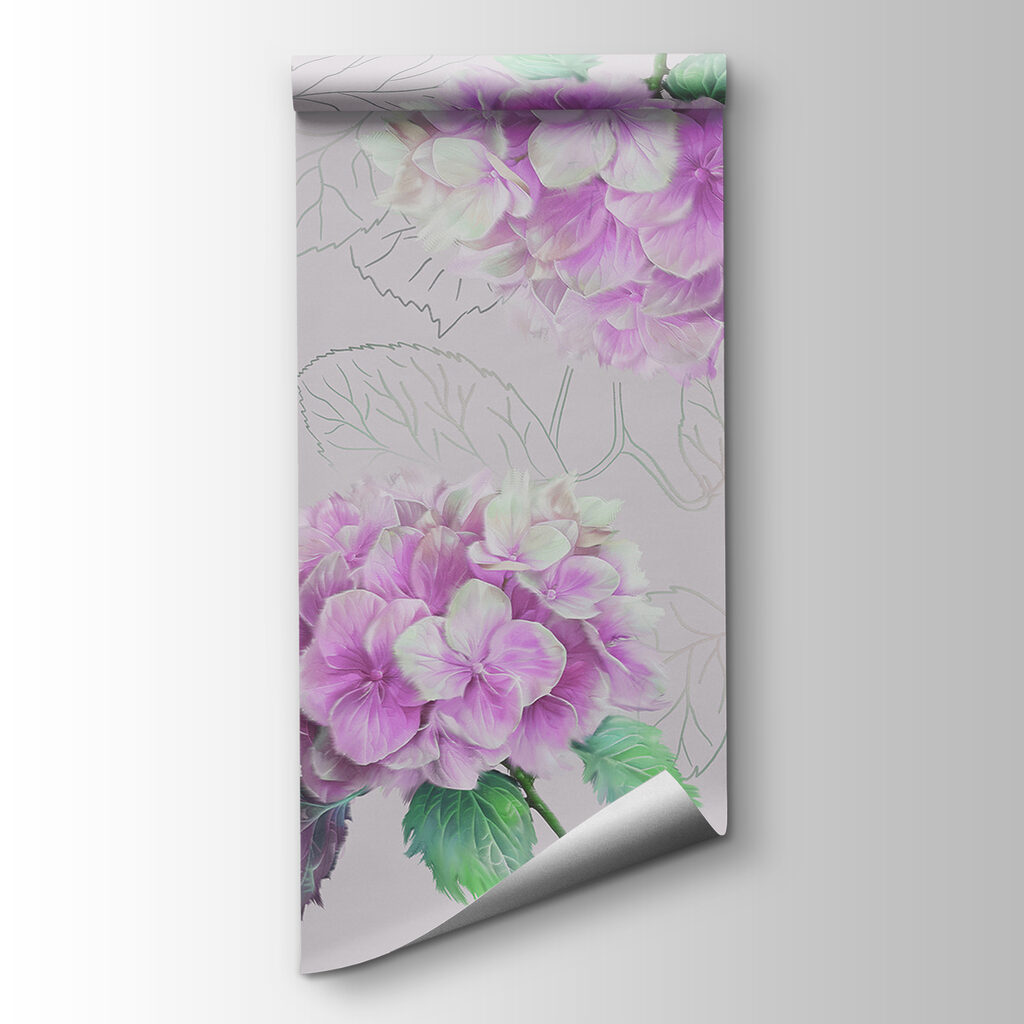 Hortensias con hojas dibujadas — vista del producto