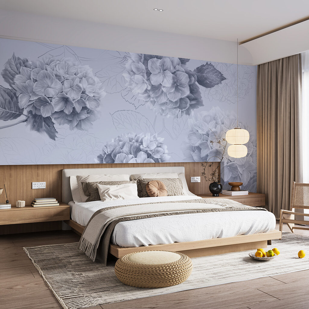 Hortensias con hojas dibujadas — interior 1