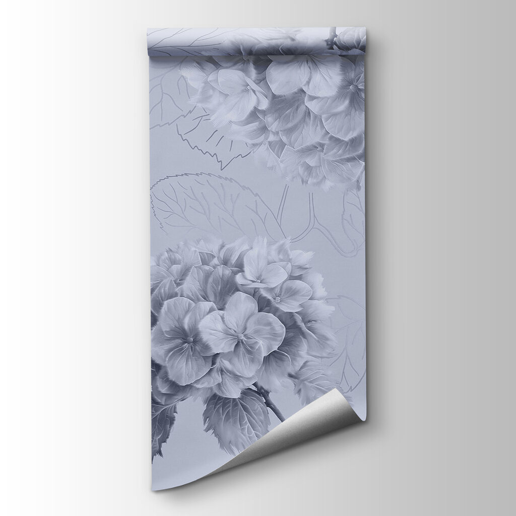 Hortensias con hojas dibujadas — vista del producto