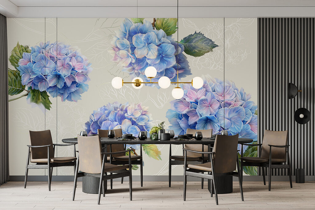 Hortensias con hojas dibujadas — interior 3