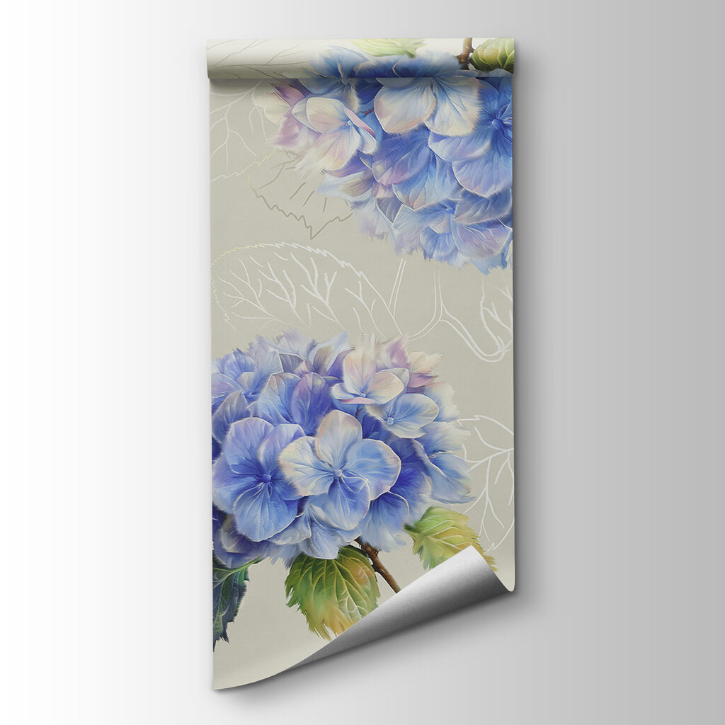 Hortensias con hojas dibujadas — vista del producto