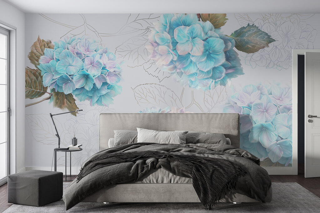 Hortensias con hojas dibujadas — interior 1