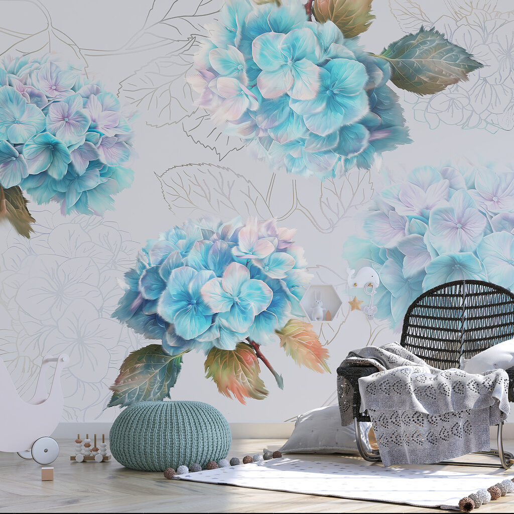 Hortensias con hojas dibujadas — interior 2