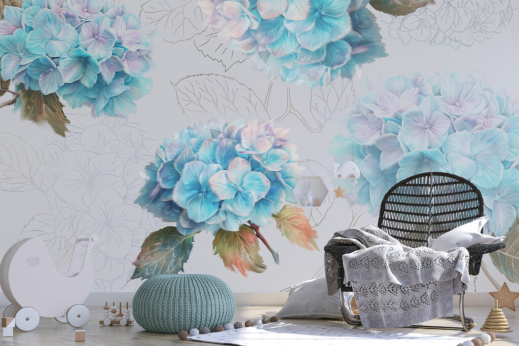 Hortensias con hojas dibujadas — interior 3