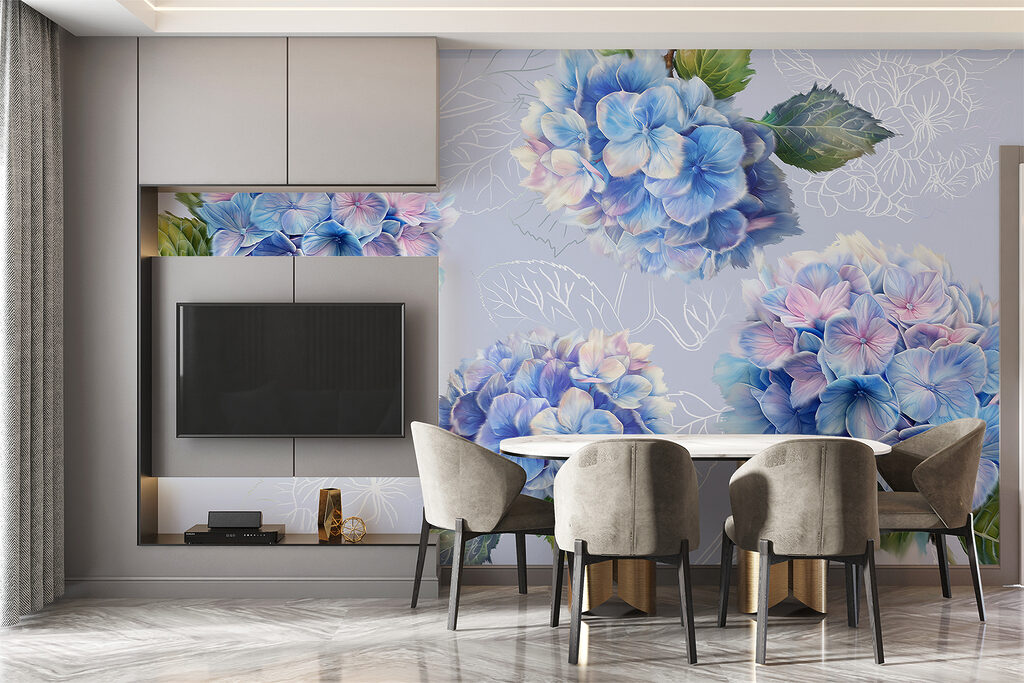 Hortensias con hojas dibujadas — interior 2