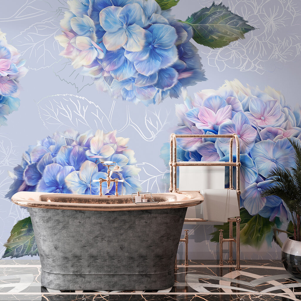 Hortensias con hojas dibujadas — interior 3