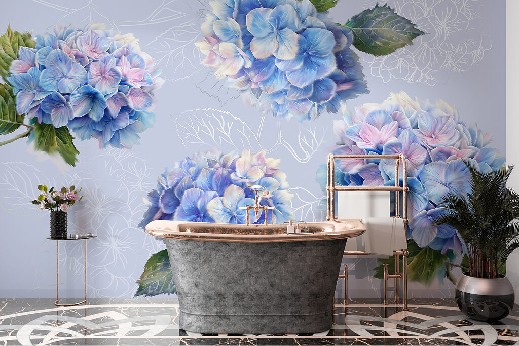 Hortensias con hojas dibujadas — interior 4