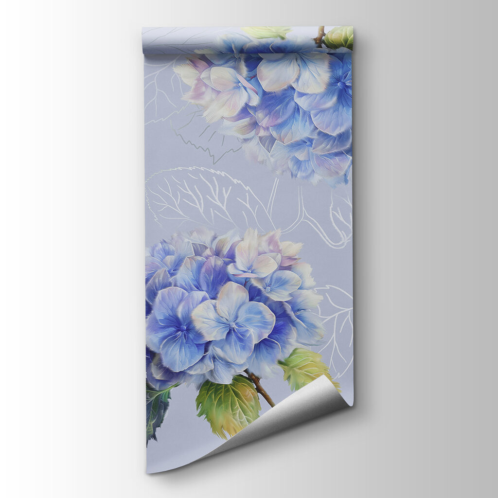 Hortensias con hojas dibujadas — vista del producto