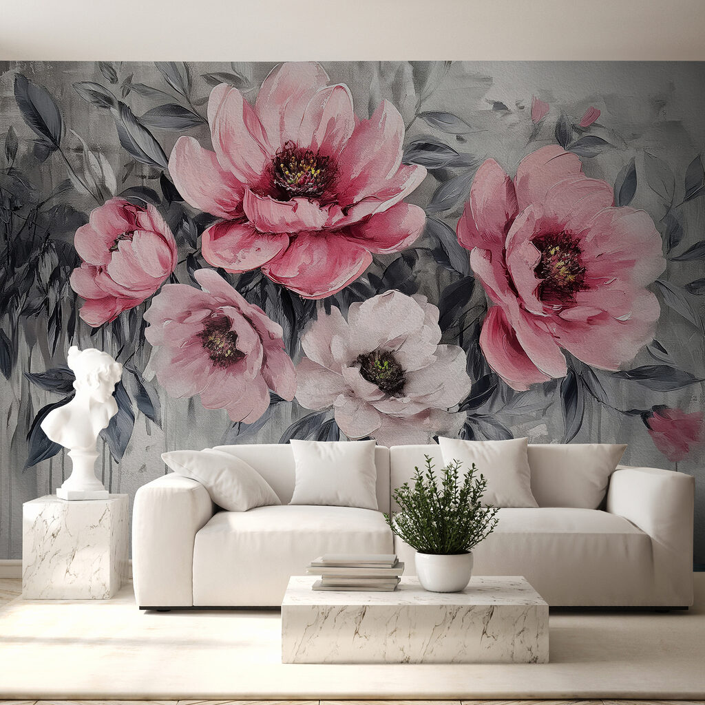 Flores sobre pintura corrida — interior 2
