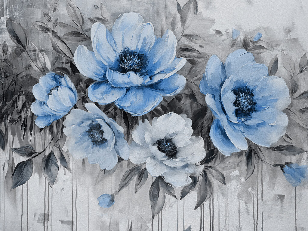 Flores sobre pintura corrida — diseño completo