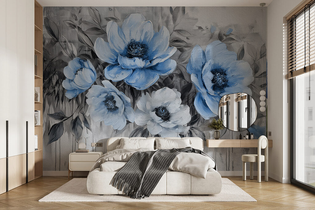 Flores sobre pintura corrida — interior 1