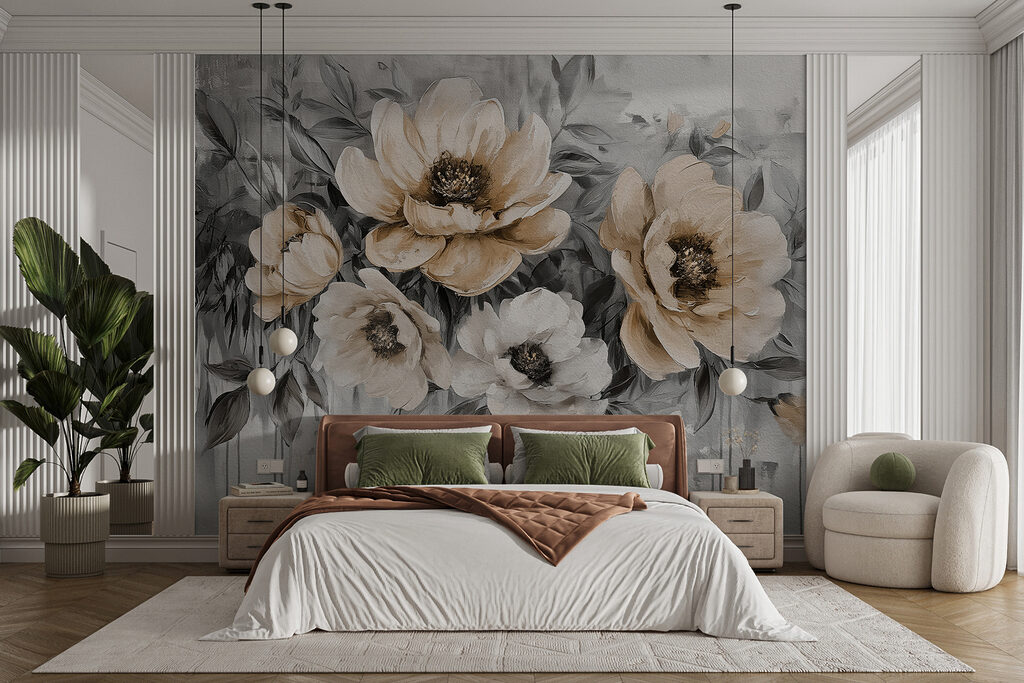 Flores sobre pintura corrida — interior 2