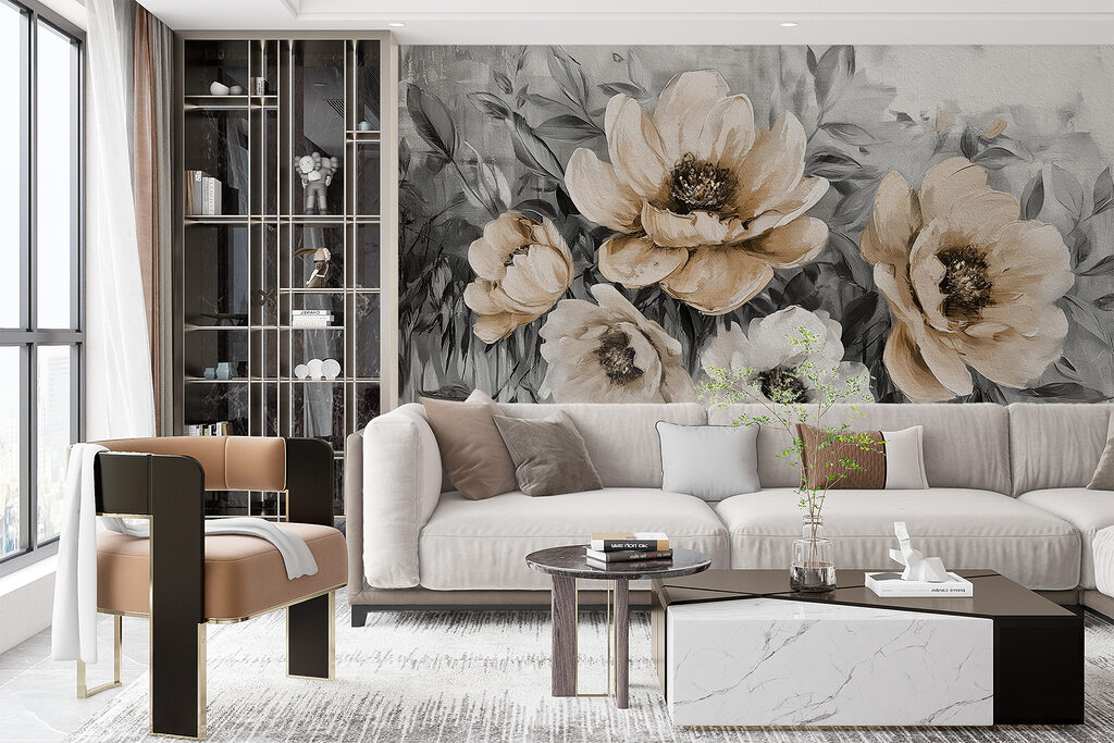 Flores sobre pintura corrida — interior 3