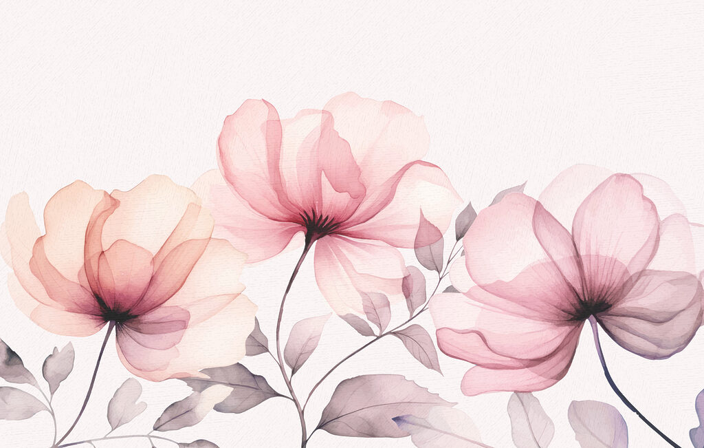 Flores abiertas sobre tallos — diseño completo