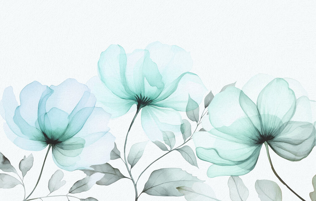 Flores abiertas sobre tallos — diseño completo