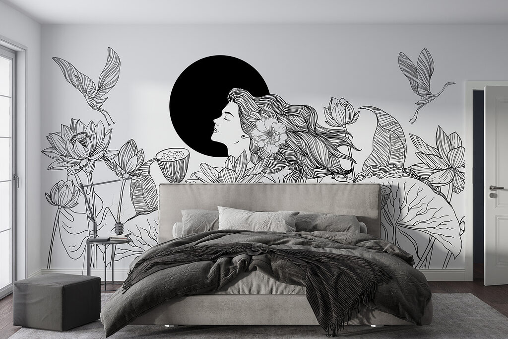 Mujer entre flores — interior 1