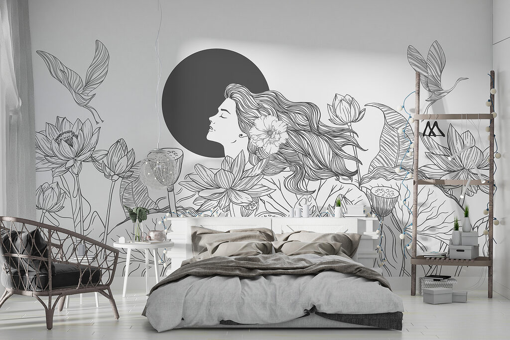 Mujer entre flores — interior 1
