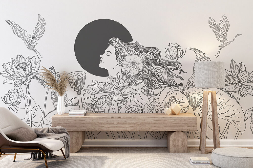 Mujer entre flores — interior 2