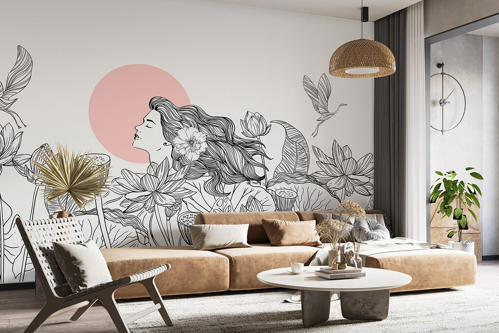 Mujer entre flores — interior 1
