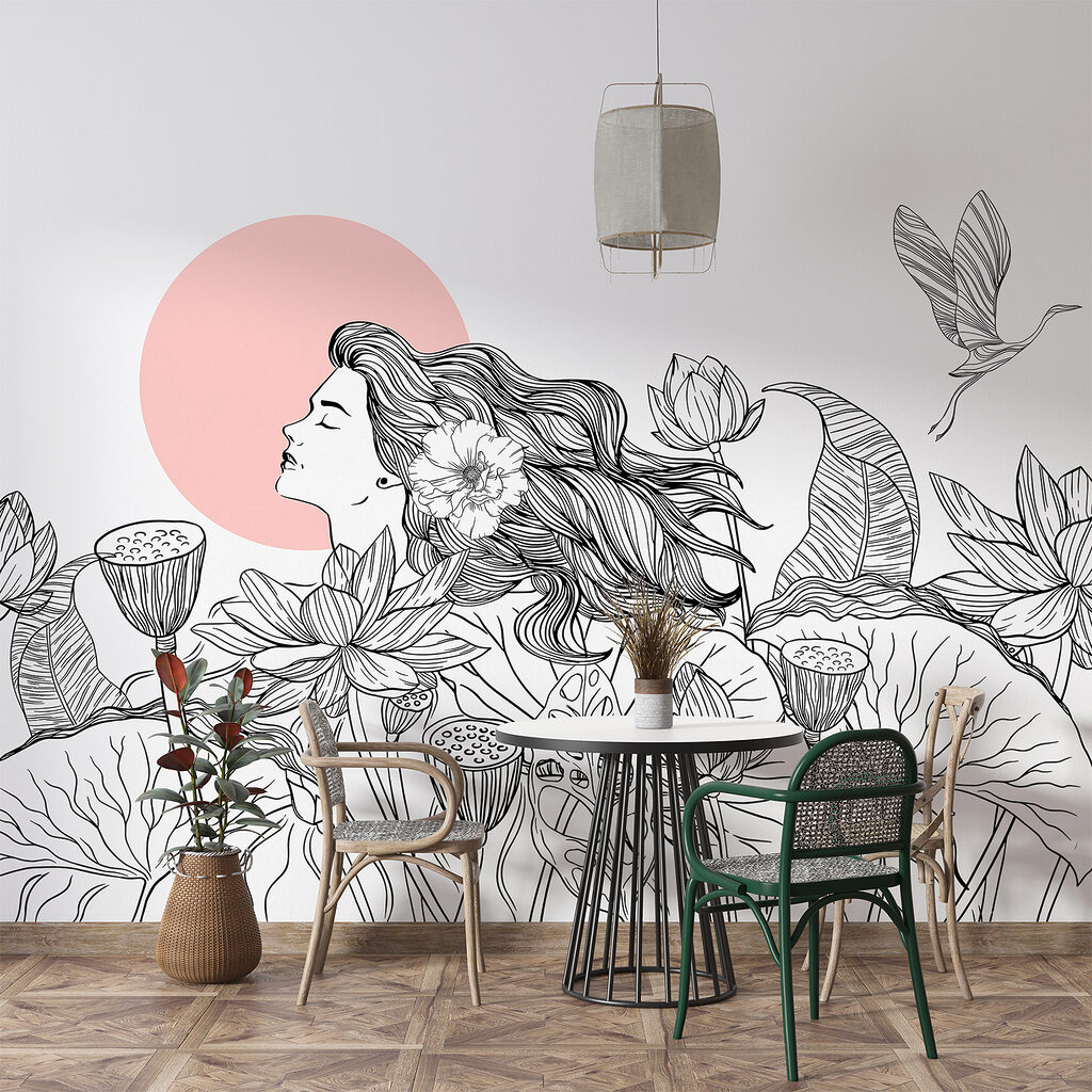 Mujer entre flores — interior 2