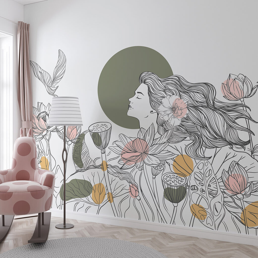 Mujer entre flores — interior 2