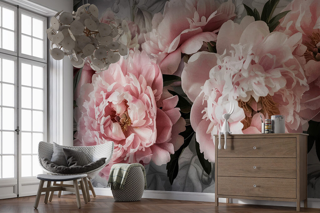 Flores rosas sobre verde — interior 2