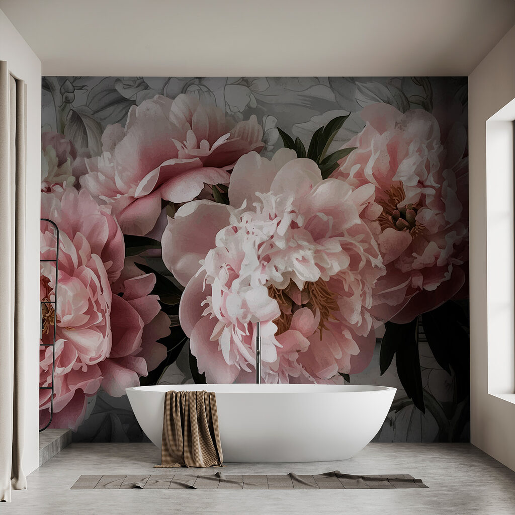 Flores rosas sobre verde — interior 3