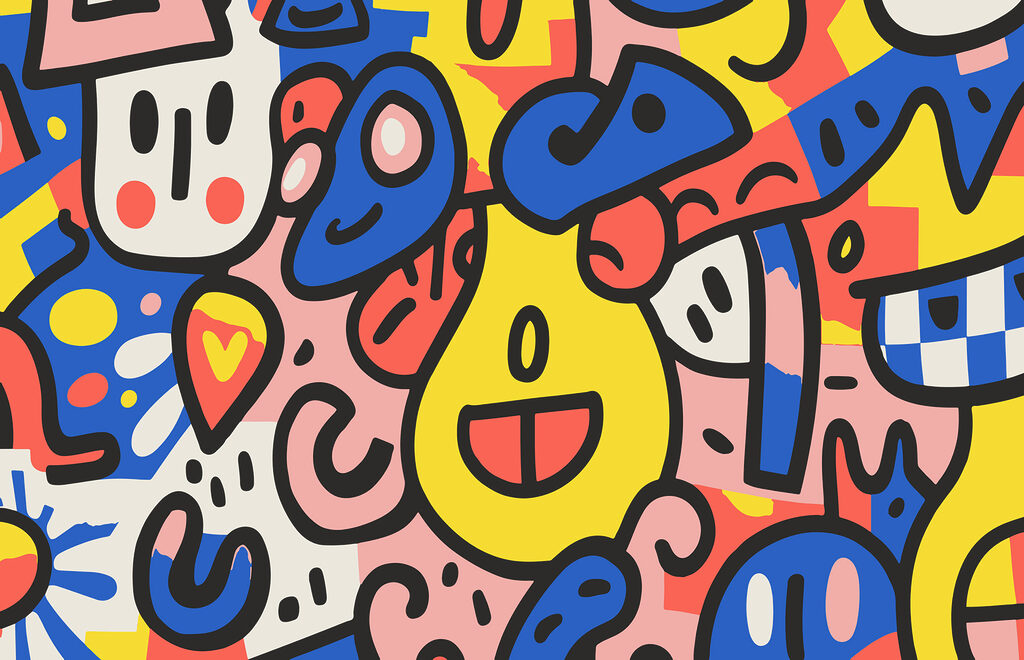Figuras alegres de colores — diseño completo