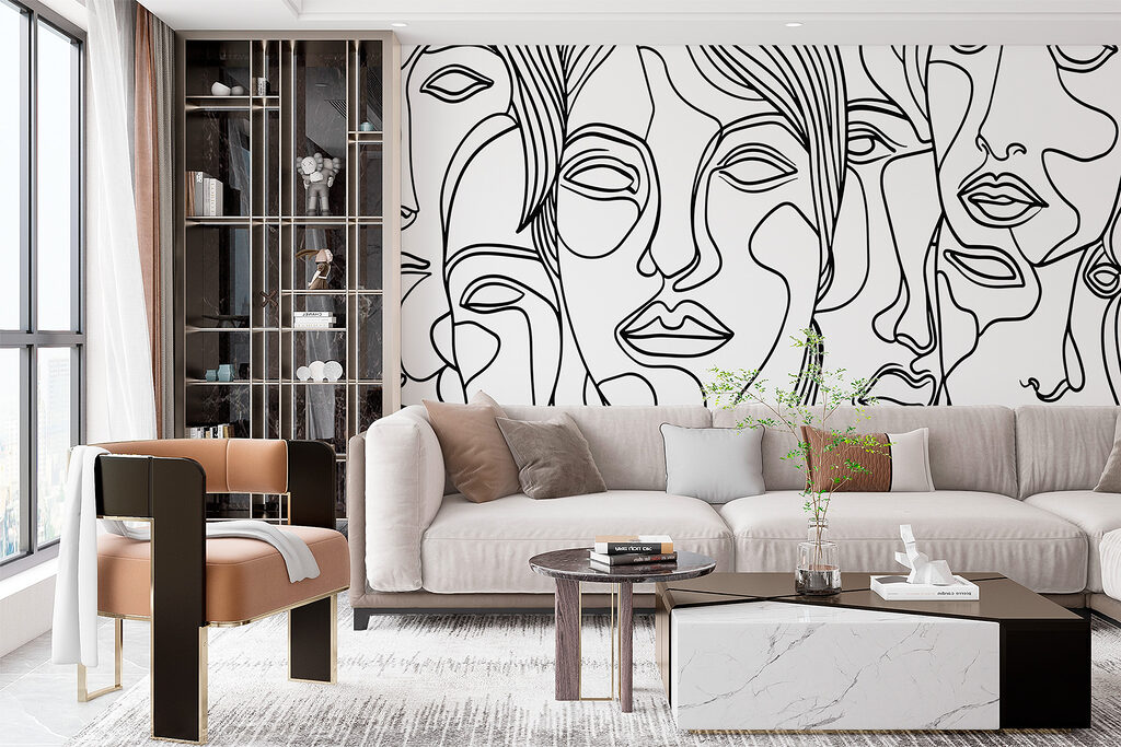 Caras en líneas fluidas — interior 1