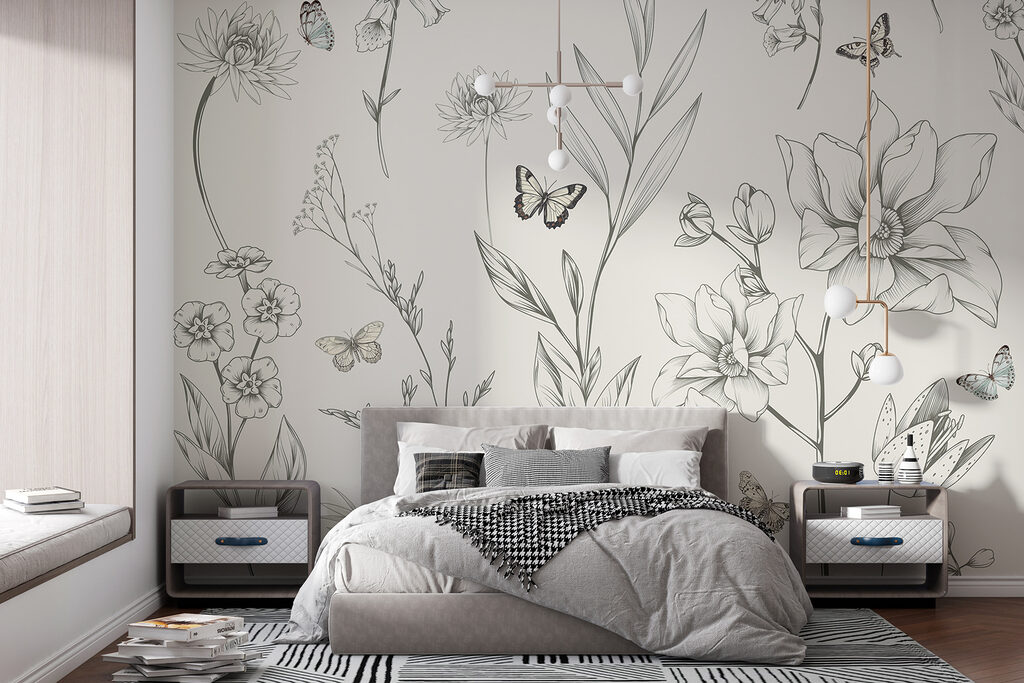 Mariposas entre flores dibujadas — interior 3
