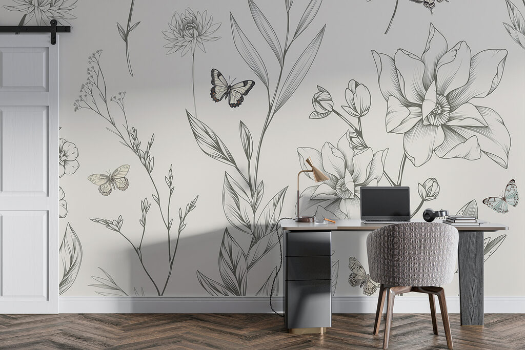 Mariposas entre flores dibujadas — interior 4