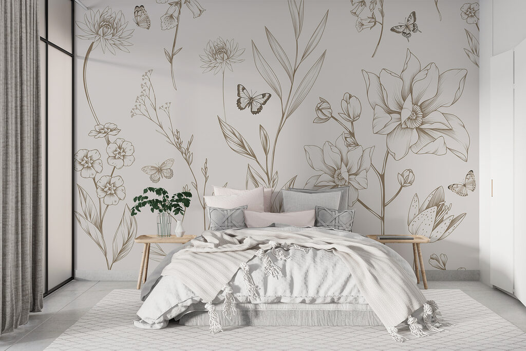 Mariposas entre flores dibujadas — interior 1
