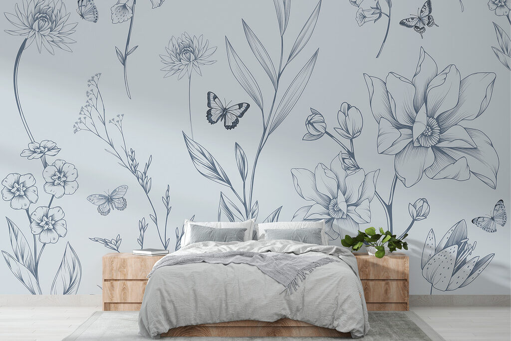 Mariposas entre flores dibujadas — interior 2