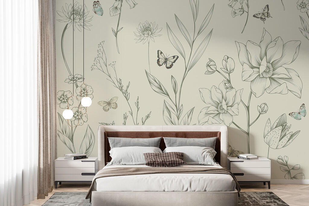 Mariposas entre flores dibujadas — interior 1