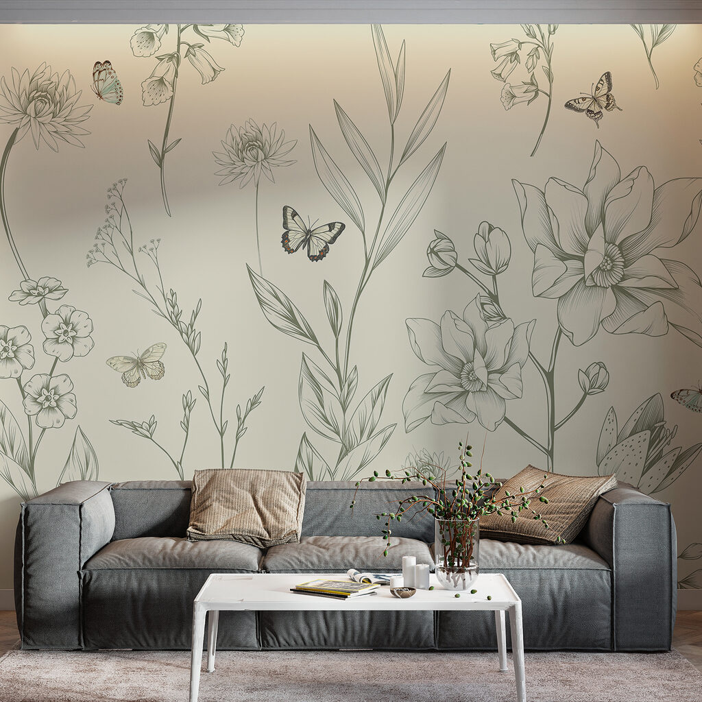 Mariposas entre flores dibujadas — interior 2