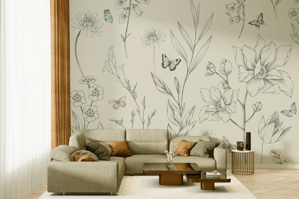 Mariposas entre flores dibujadas — interior 3