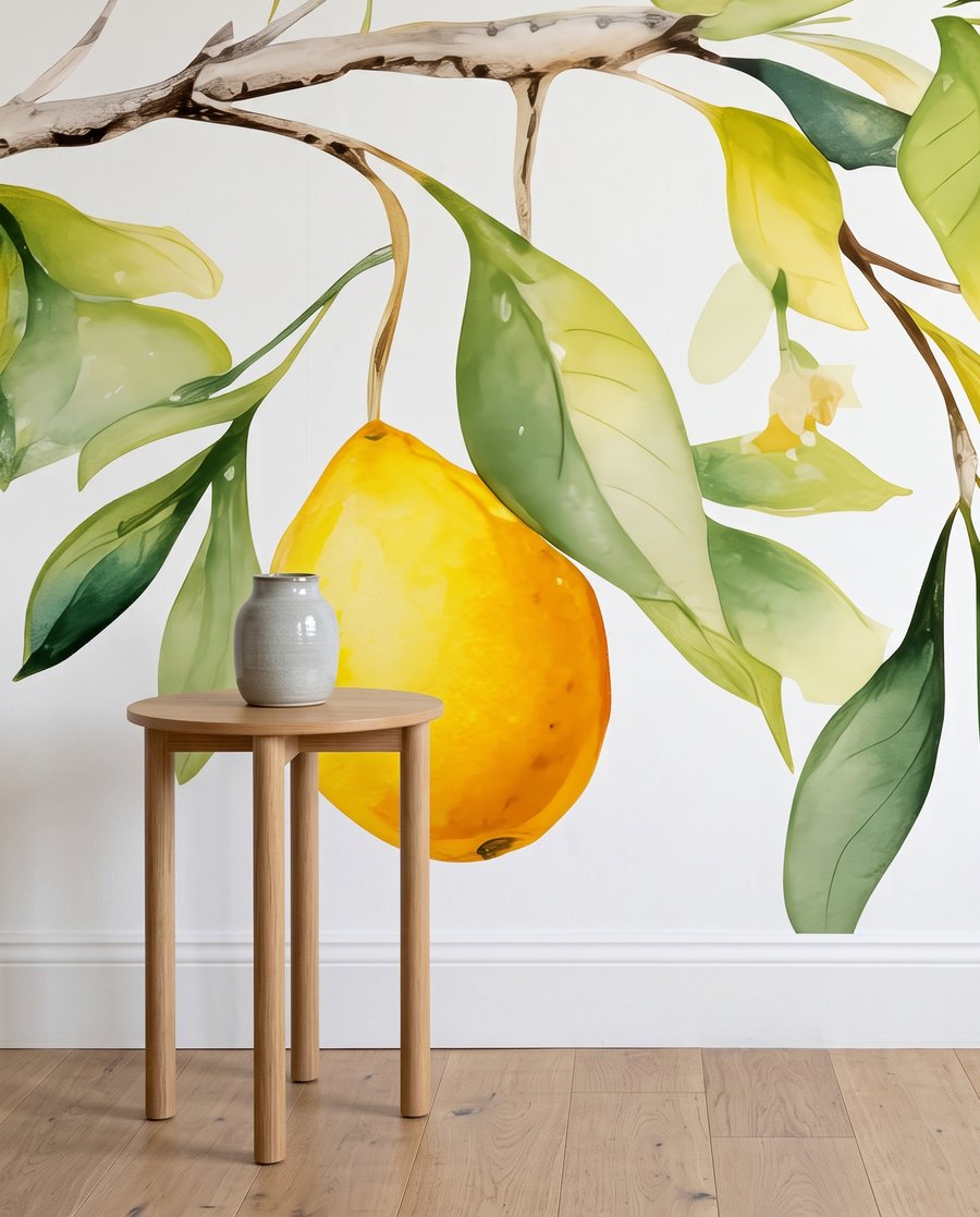 Limones con hojas verdes — detalle