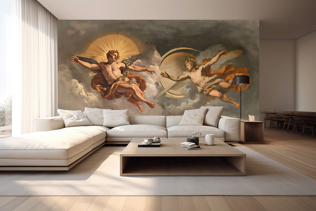 Figuras entre nubes pintadas — interior 3