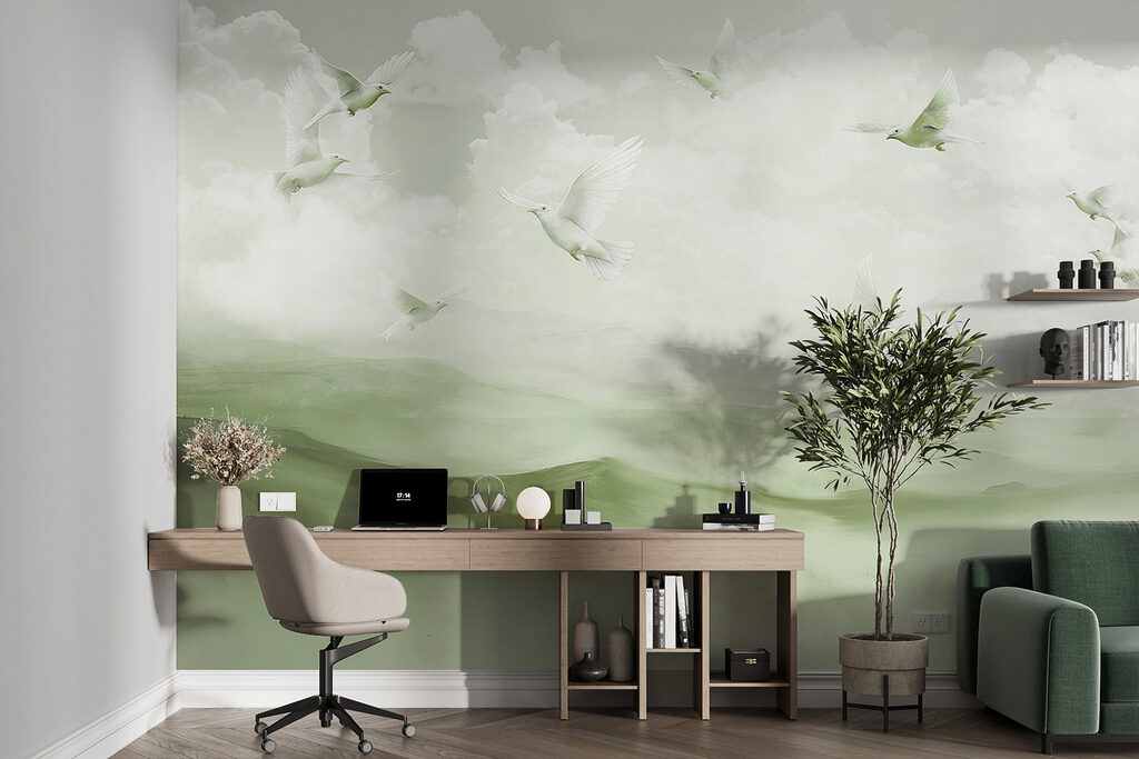 Aves blancas sobre colinas — interior 4