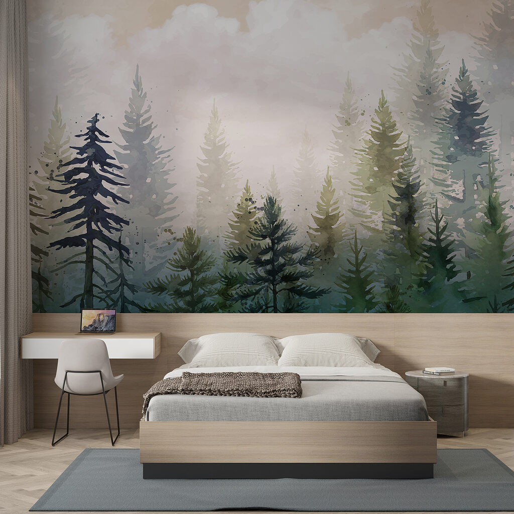 Pinos bajo nubes suaves — interior 1