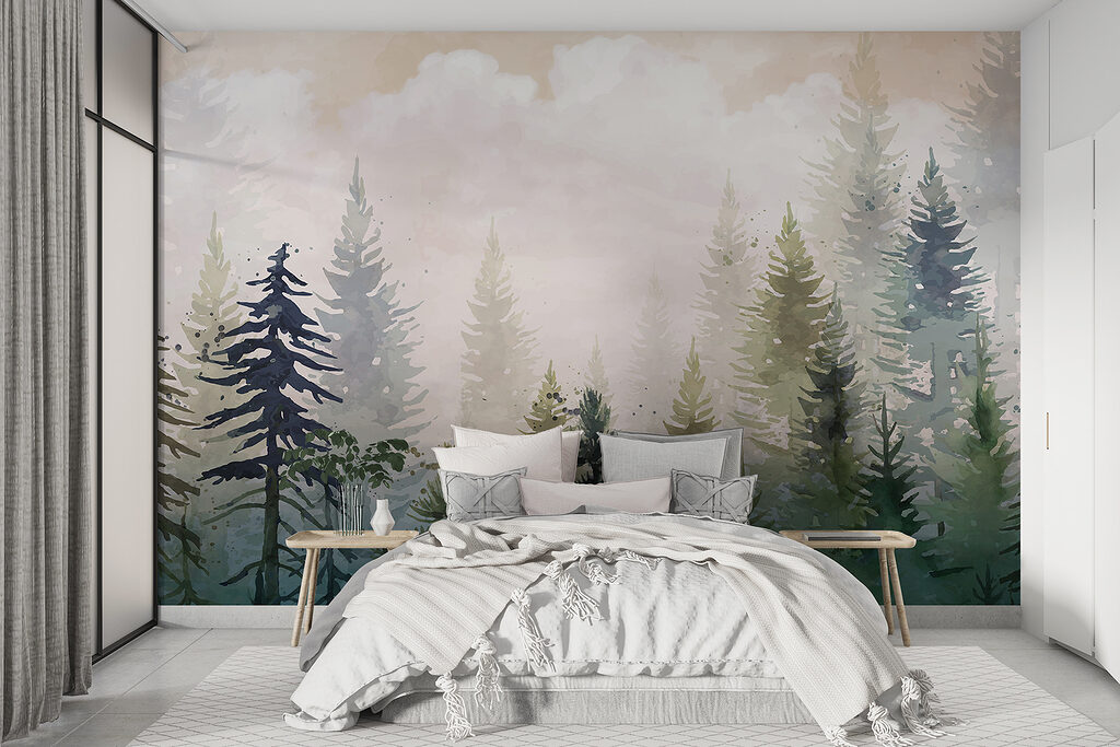 Pinos bajo nubes suaves — interior 2