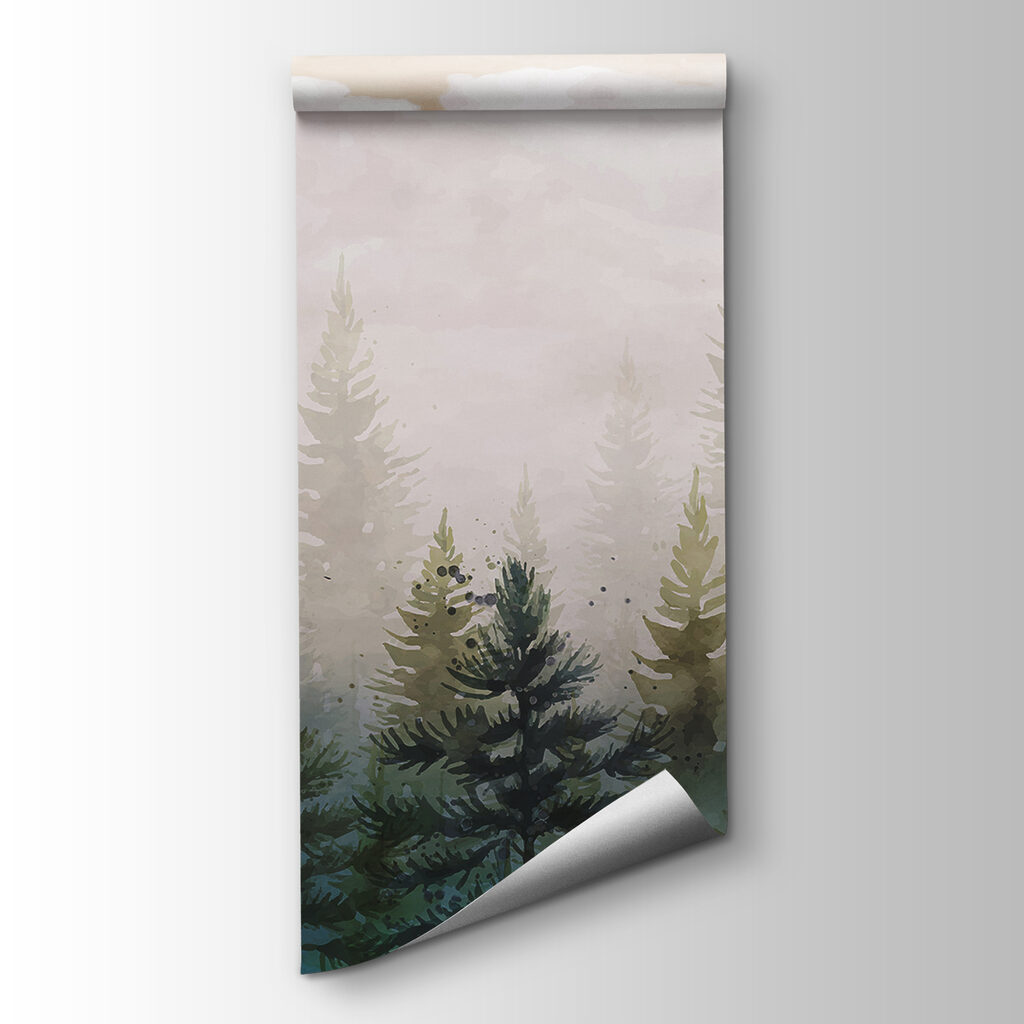 Pinos bajo nubes suaves — vista del producto
