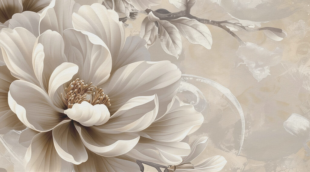 Flor crema de cerca — diseño completo