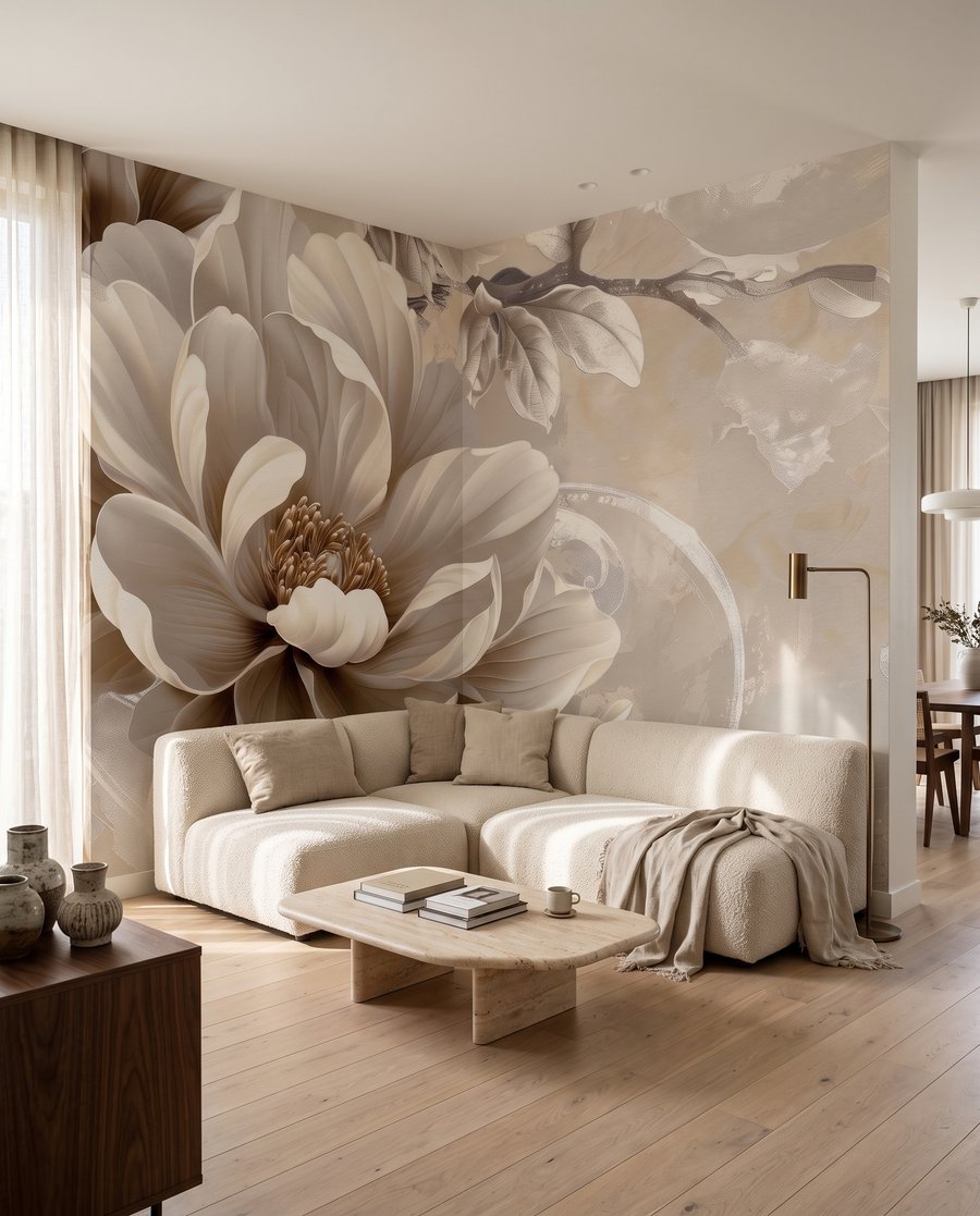Flor crema de cerca — interior 2