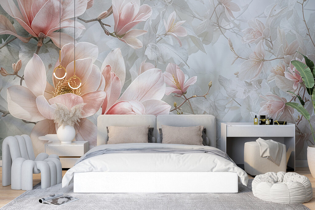 Flores rosas en gris — interior 2
