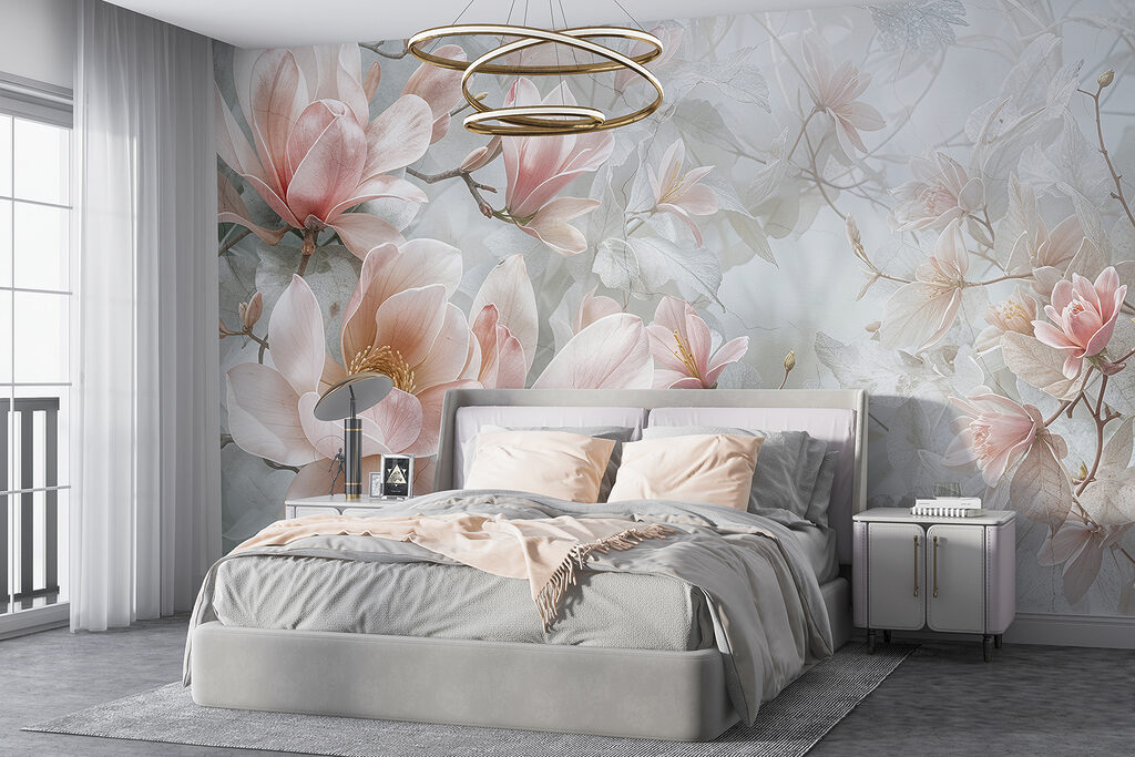 Flores rosas en gris — interior 3